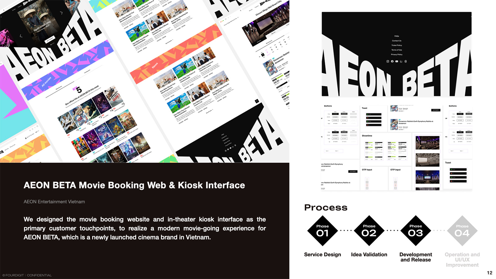 AEON BETA cinema website and kiosk interface design