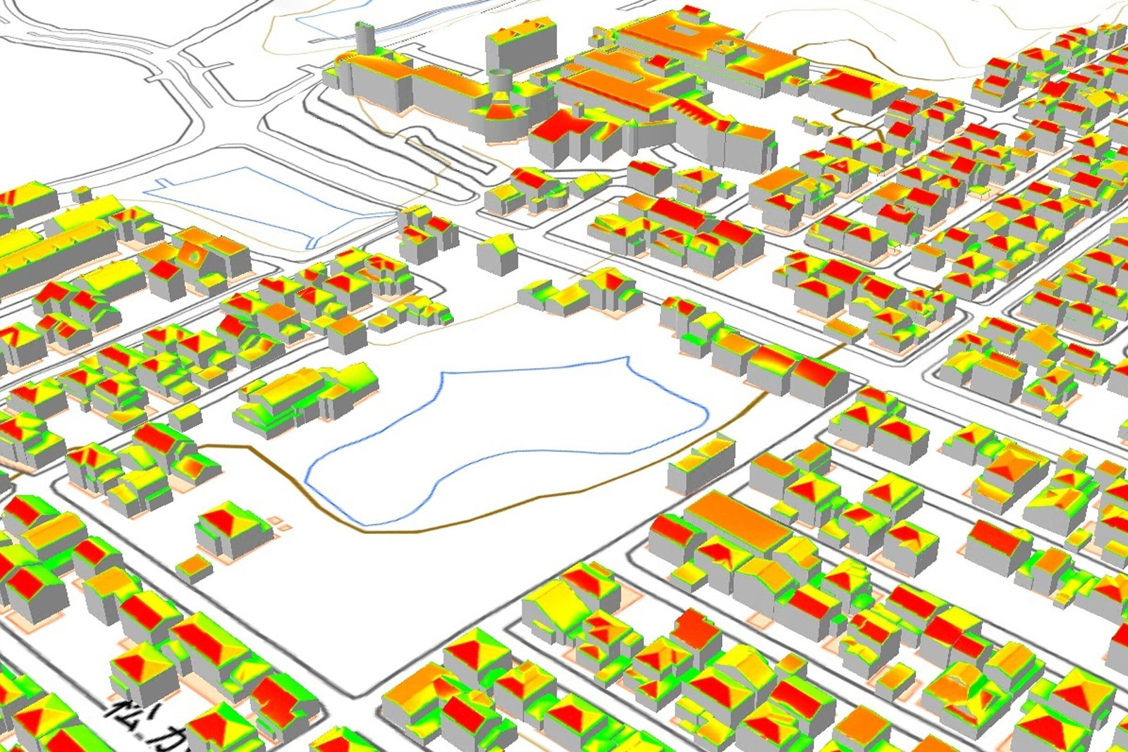 Simulation of solar power generation in Kaga (above), (below left to right) Wakako Jimba, Mayumi Mizobuchi, and Yuya Uchiyama| Asia Air Survey Co., Ministry of Land, Infrastructure, Transport and Tourism; Keisuke Tanigawa